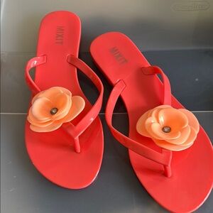 Mixit Women's Red Sandals with Floral Accent